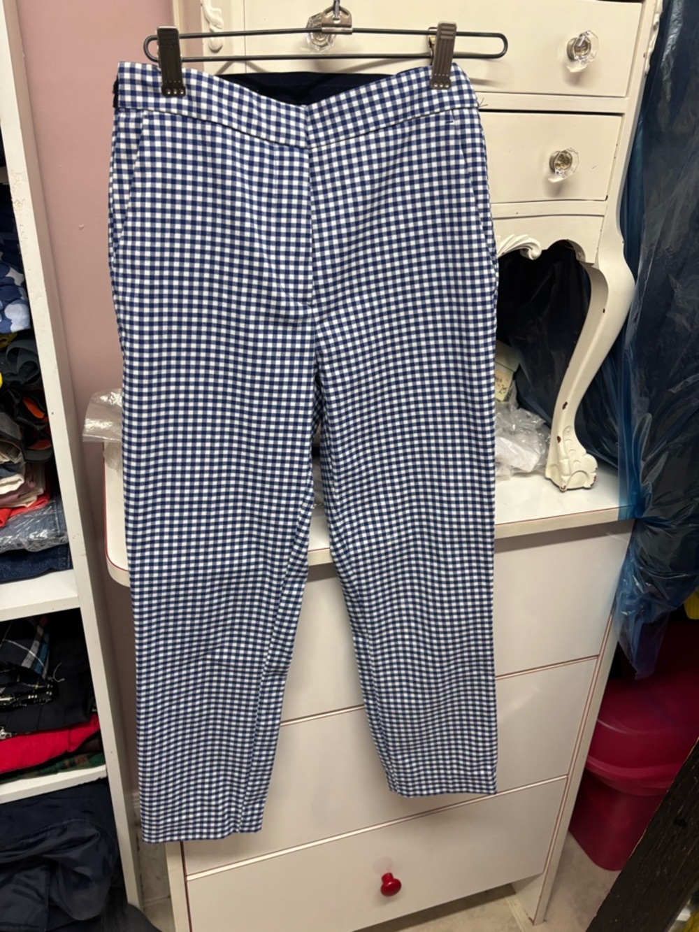 Zara Blue and White Gingham Chinos